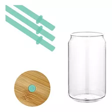 Lata Vaso De Vidrio 16oz Glass Cup Taza Bambú Prod De Moda