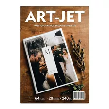 Papel Art-jet® Foto A4 Bifaz Doble Faz 240gr 20 Hojas Glossy Color Blanco