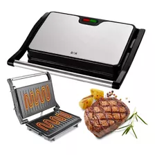 Mini Grill Sanduicheira Inox Bak Gourmet Antiaderente 220v