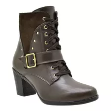 Bota Feminina Couro Confort 9066 Km Café