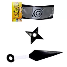 Kit Naruto - Kunai 25cm + Shuriken 10cm + Bandana
