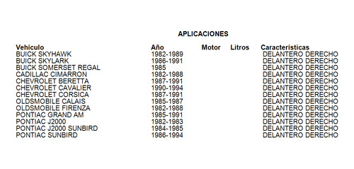 Amortiguador Gas Delantero Derecho Pontiac J2000 1982-1983 Foto 3