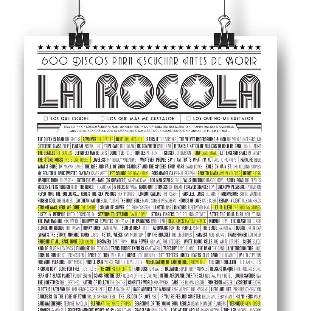 Poster Rocola, 600 Discos Para Escuchar Antes De Morir