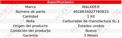 Kit De Carburador Walker 203 Para Peugeot L4 1.3l 1950-1957 Foto 2