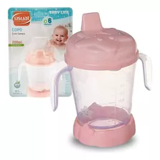 Copo De Treinamento Bebe Infantil Com Bico 200ml Rosa Usual