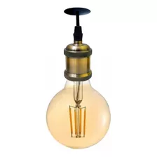 Portalámpara Vintage Bombillo Led Globo 80mm 4w Luz Cálida Color Dorado 110v