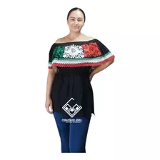 Blusa Artesanal Campesina/olan/tricolor Coloridas Mexicanas 