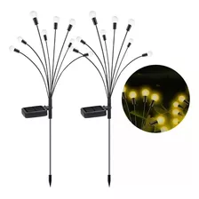 Kit 2 Iluminação De Jardim Solar Vaga-lume 8 Leds