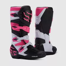 Botas Moto Mujer Comp Rosado/blanco Fox