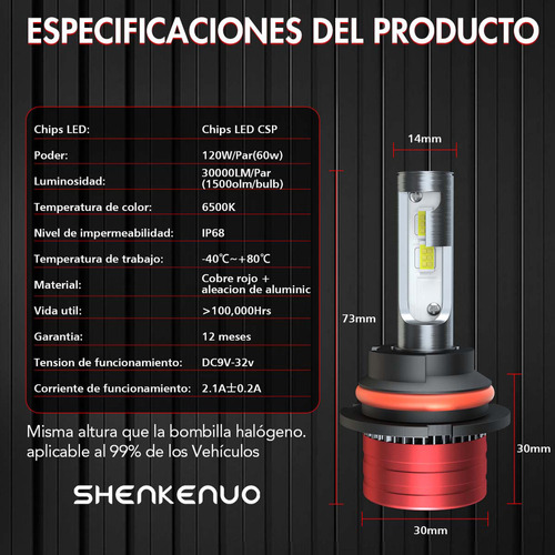 28000lm 9007 9004 Focos Led Luz Alta Y Baja Para Nissan Foto 5