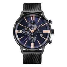 Relógio Masculino Phillip London Pulseira Aço Diamond Gun