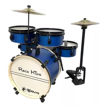 Bateria Infantil Rock Kids Rmv Prata, Azul E Vermelha Cor Bateria Infantil Azul