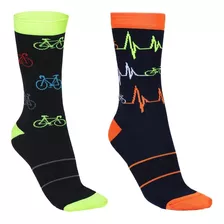 Combo 2 Pares Meia De Ciclismo Corrida Esportiva Cano Médio 