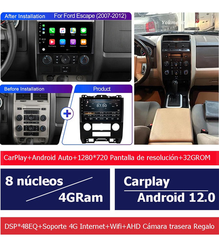 Auto Radio Estreo Android Gps Para Ford Escape 2008-2012 Foto 2