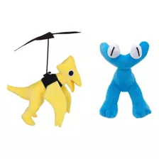 Kit Com Bonecos De Pelúcia Jogo Roblox Yellow + Ciano 40cm 