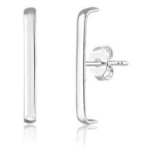 Brinco Ear Hook Prata 925 Com Design Quadrado Liso Fino
