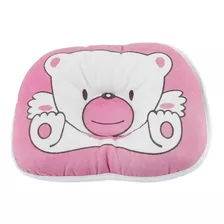 Travesseiro Almofada Anatômico Para Bebê - Urso Rosa E Branc