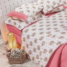 Jogo De Cama Casal Padrão 4 Peças Classic Estampado Rosê