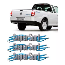 Kit 3 Adesivos Super Surf Saveiro Parati Gol 2003/2008 Cinza