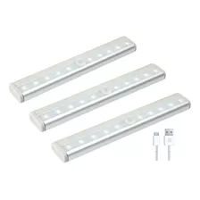 Pack3 Luz Barra Led Con Sensor Movimiento Mueble Baño Cocina