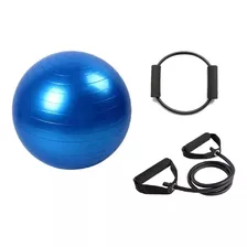 Bola De Pilates 75cm Com Bomba E 2 Elásticos De Resistência