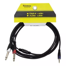 Cable 1 Plug Stereo 3.5mm A 2 Plug Mono 6.3mm 3 Metros 