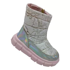 Bota Coturno Mini Rosa Prata Menina Infantil Worldcolors