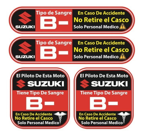 Sticker Tipo Sanguineo Reflejante Para Casco Motos Suzuki Foto 6