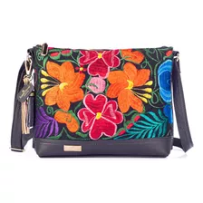 Bolsa De Piel Crossbody Para Dama Con Telar Artesanal Bolso