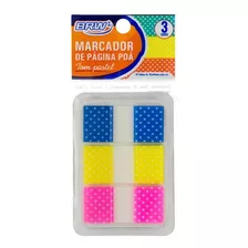 Marcador De Página Adesivo 12x44mm Flags Poá 3 Cores Brw