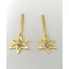 Par De Brincos Estrelas Feminino Folheado A Ouro - Oferta