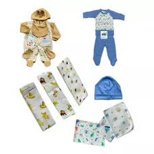 Set De Osito Micropolar Y Pijama, Pañales, Tutos Y Gorro