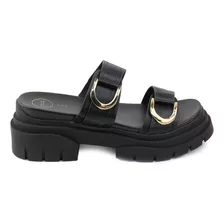 Sandalia Tipo Cuña Para Mujer Lob Footwear Pu Negro 92504003