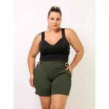 Short Feminino Plus Size Verão Crepe Com Lycra Gg-exg