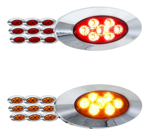 10 Plafon Ovalado Mini 7 Led Bisel Cromado Fija Estrobo F1 Foto 8