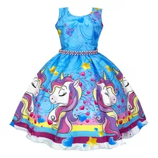 Vestido De Festa Infantil Juvenil Tema Unicórnio Luxo Oferta