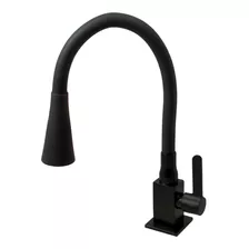 Torneira Cozinha Quadrada Gourmet Flexível Jato Ducha Preto