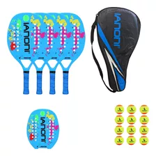 Kit Com 4 Raquetes De Beach Tennis E 12 Bol 100% Carbon