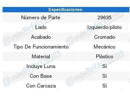 Espejo Mecanico Cromado Ford F-150 Izquierdo 1995 1996 Foto 2