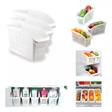 2 Caixa Organizadora Geladeira Frutas Verduras Legumes Cor Branco