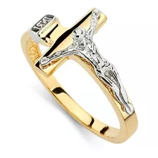 Hermoso Anillo Crucifijo Elaborado Con 5gr Auténtico Oro 14k