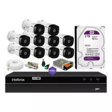 Kit 10 Cameras Intelbras 1120, Dvr 16 Canais 1216, Purple 2t