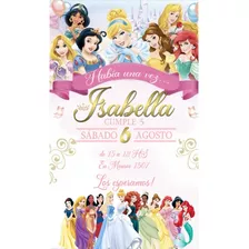 Invitación Digital Tarjeta Princesas De Disney Para Whatsapp