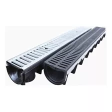 Rejilla Lineal Exterior + Canaleta Piso 14x50cm Negra Pvc