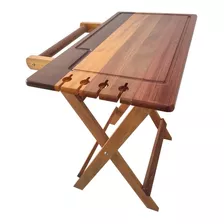 Mesa De Churrasco Com Tábua Dobrável 84x47cm Madeira De Lei