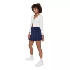 Falda Mujer Tableada Cotelé Navy Corona