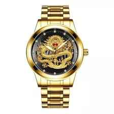 Relógios Masculinos Em Relevo Golden Dragon Watch