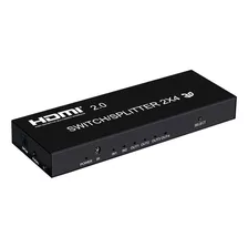 Splitter Hdmi 2x4 2 Entradas 4 Salidas Hd 4k Metálico + Cr