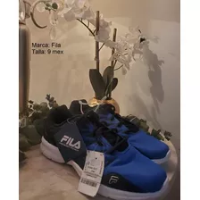 Tenis Marca Fila Azul-negro Talla 9mex Hombre Original