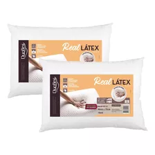 Kit 2 Travesseiros Real Látex Alto Antiácaro Macio Duoflex